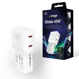 Ładowarka sieciowa 3mk incharge® Globe 45W™ PD QC4+ PPS SCP EU/US/AUS/UK White