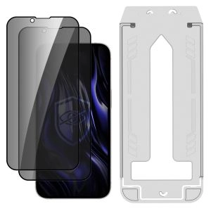 2x Privacy Tempered Glass Screen Protector with Applicator for Apple iPhone 13/13 Pro/14/16E - 3mk Hardy Privzone 9H