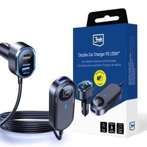 3mk Double Car Charger 135W PD QC PPS USB-C USB-A