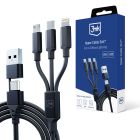 USB-A/USB-C to USB-C/Micro/Lightning Cable 1.5m - 3mk Hyper Cable 3in1™ Black