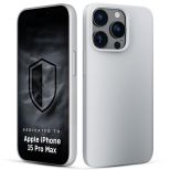 Silicone case with MagSafe for Apple iPhone 15 Pro Max - 3mk HARDY® Mellow MagCase™ Silver-White