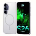 Smoked MagSafe case for Samsung Galaxy S26+ – 3mk HARDY® Hazy MagCase™ White
