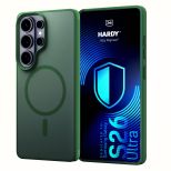 Smoked MagSafe case for Samsung Galaxy S26 Ultra – 3mk HARDY® Hazy MagCase™ Green
