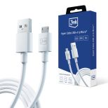 USB-A to Micro 12W 2.4A 1.2m cable - 3mk Hyper Cable White