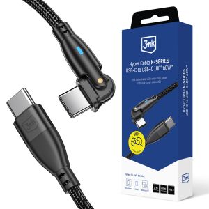 Accessories - 3mk Hyper Cable N-SERIES C to C 2m 20V/3A 60W Black - Swivel