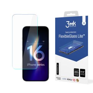 Unbreakable hybrid glass for Apple iPhone 16 - 3mk FlexibleGlass Lite