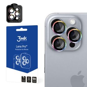 Tempered Glass for Camera Lens for Apple iPhone 16 Pro - 3mk Lens Protection Pro Black