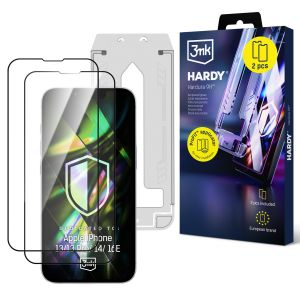 2x Tempered glass screen protector with applicator for Apple iPhone 13 / 13 Pro / 14 / 16E - 3mk Hardy Hardura 9H