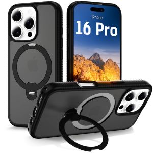 Magnetic case with ring–stand 360° for Apple iPhone 16 Pro - 3mk HARDY® RingForce MagCase™ Black