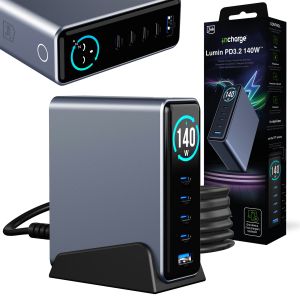 Wall charger with TFT display QC 4+ PPS USB-C USB-A 3mk incharge® Lumin 67W™