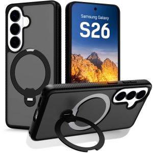 Magnetic case with ring–stand 360° for Samsung Galaxy S26 - 3mk HARDY® RingForce MagCase™ Black