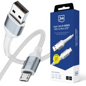 Kabel 1m 12W 5V/2.4A 3mk Hyper Cable N-SERIES USB-A to Micro 12W™ White