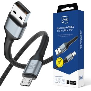 Cable 50cm 10W 5V/2A QC 3.0 3mk Hyper Cable N-SERIES USB-A to Micro 10W™ Black