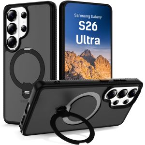 Magnetic case with ring–stand 360° for Samsung Galaxy S26 Ultra - 3mk HARDY® RingForce MagCase™ Black
