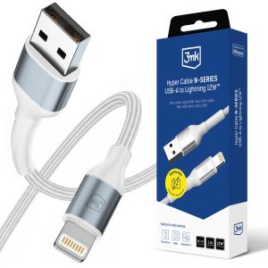 Cable 1m 12W 5V/2.4A QC 3.0 3mk Hyper Cable N-SERIES USB-A to Lightning 12W™ White