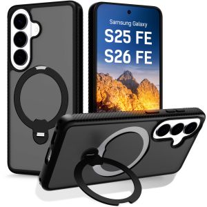 Magnetic case with ring–stand 360° for Samsung Galaxy S25 FE/ Galaxy S26 FE - 3mk HARDY® RingForce MagCase™ Black
