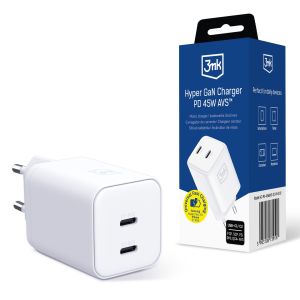 Ładowarka sieciowa 3mk Hyper GaN Charger PD 45W AVS™ QC4+ PD PPS FCP SCP White