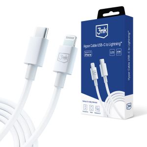USB-C to Lightning Cable 20W 5A 1.2m - 3mk Hyper Cable White