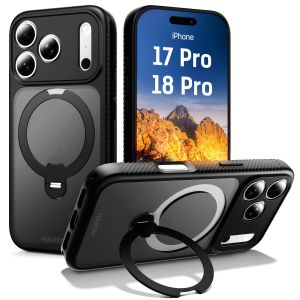 Magnetic case with ring–stand 360° for Apple iPhone 17 Pro/ 18 Pro - 3mk HARDY® RingForce MagCase™ Black