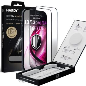 2x 9H Anti-Reflective Tempered Glass for Apple iPhone 13/13pro/14/16E/17E - 3mk HARDY® DeepBlack Anti-Reflective Glass™