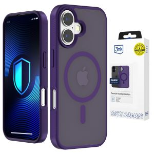 Smoked MagSafe case for Apple iPhone 16 – 3mk HARDY® Hazy MagCase™ Purple