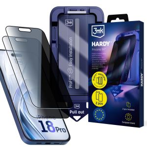 2x Privacy Tempered Glass with Applicator for Apple iPhone 18 Pro - 3mk HARDY® Privzone 9H™