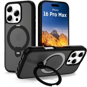 Magnetic case with ring–stand 360° for Apple iPhone 16 Pro Max - 3mk HARDY® RingForce MagCase™ Black