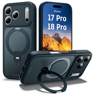 Magnetic case with ring–360° stand for Apple iPhone 17 Pro/ 18 Pro - 3mk HARDY® RingForce MagCase™ Deep Blue