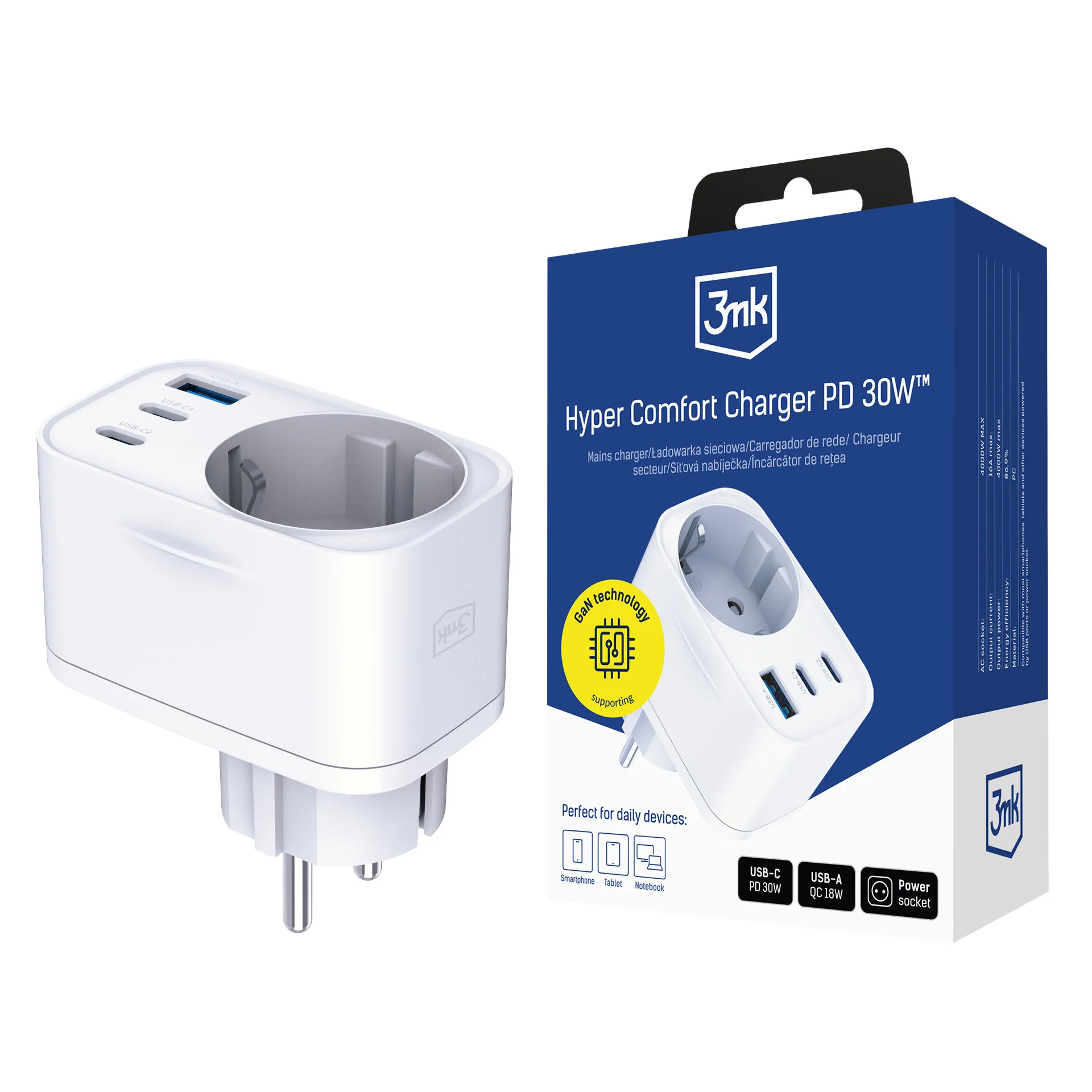 3mk Hyper Comfort Charger GaN PD 30W™ Wall Charger