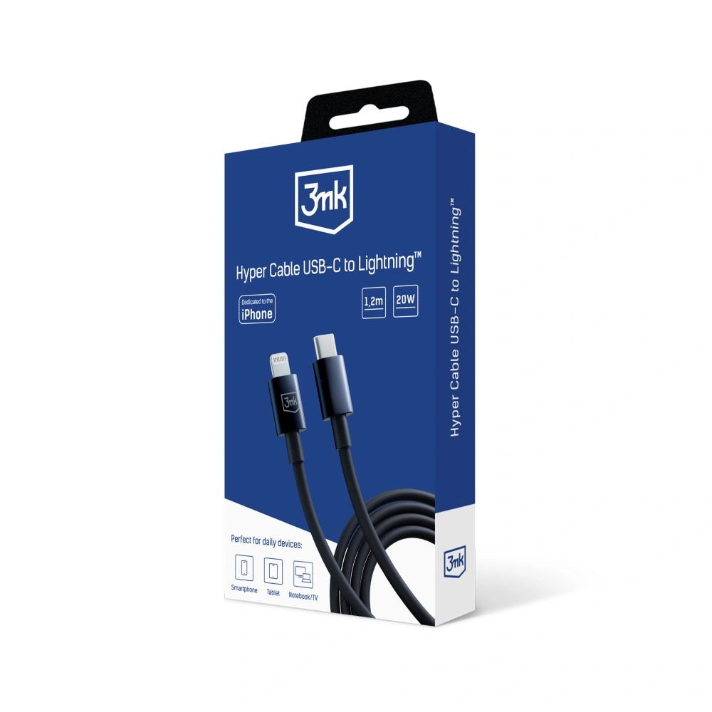 Packshot 3mk Hyper Cable USB-C to Lightning™ Black