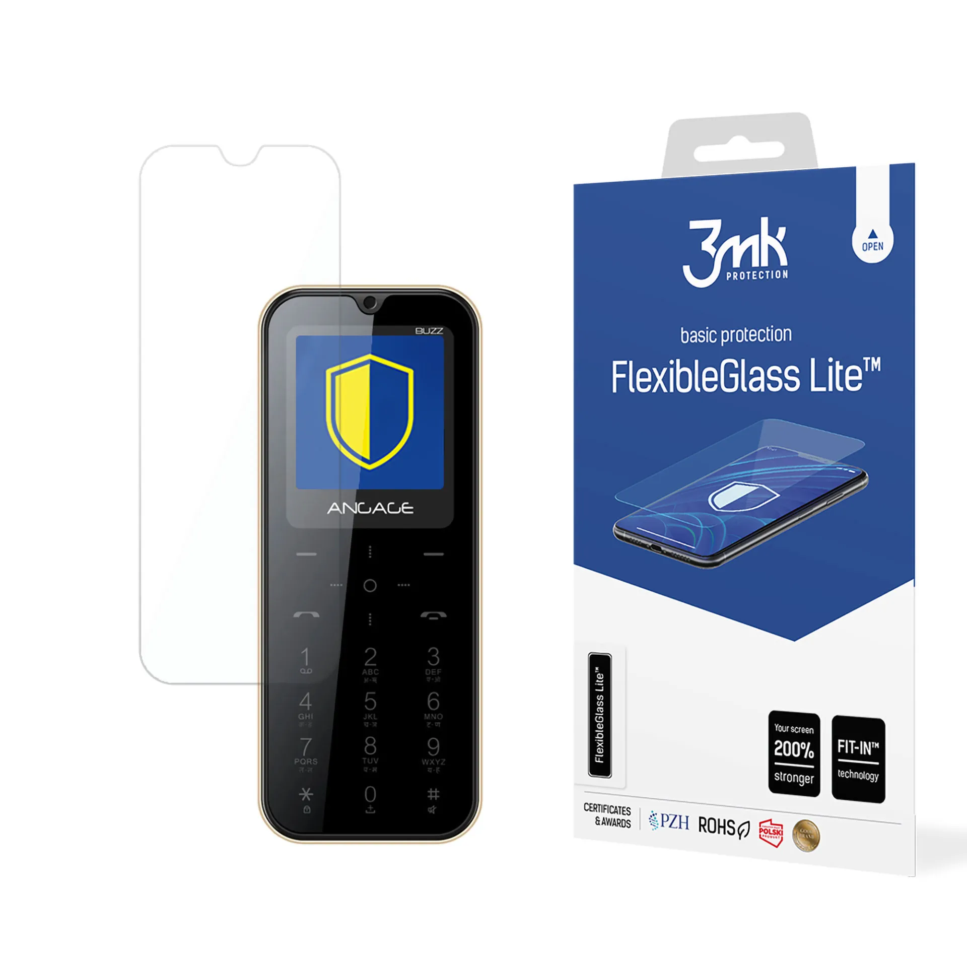Unbreakable hybrid glass for Angage Buzz - 3mk FlexibleGlass Lite