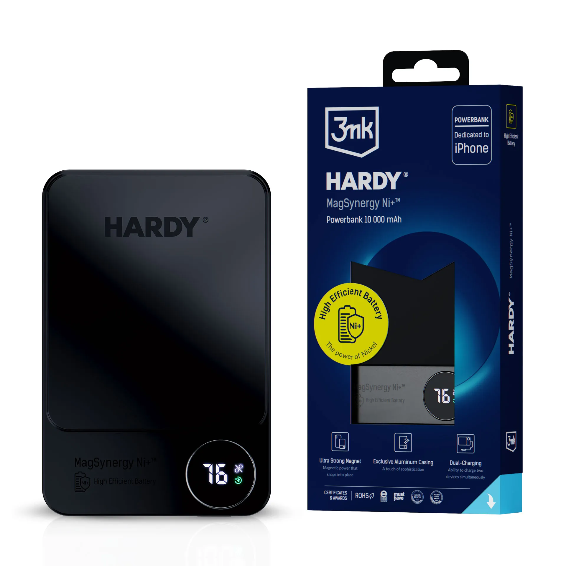 Powerbank 10000 mAh MagSafe QI USB-C Lightning - 3mk HARDY® MagSynergy Ni+™