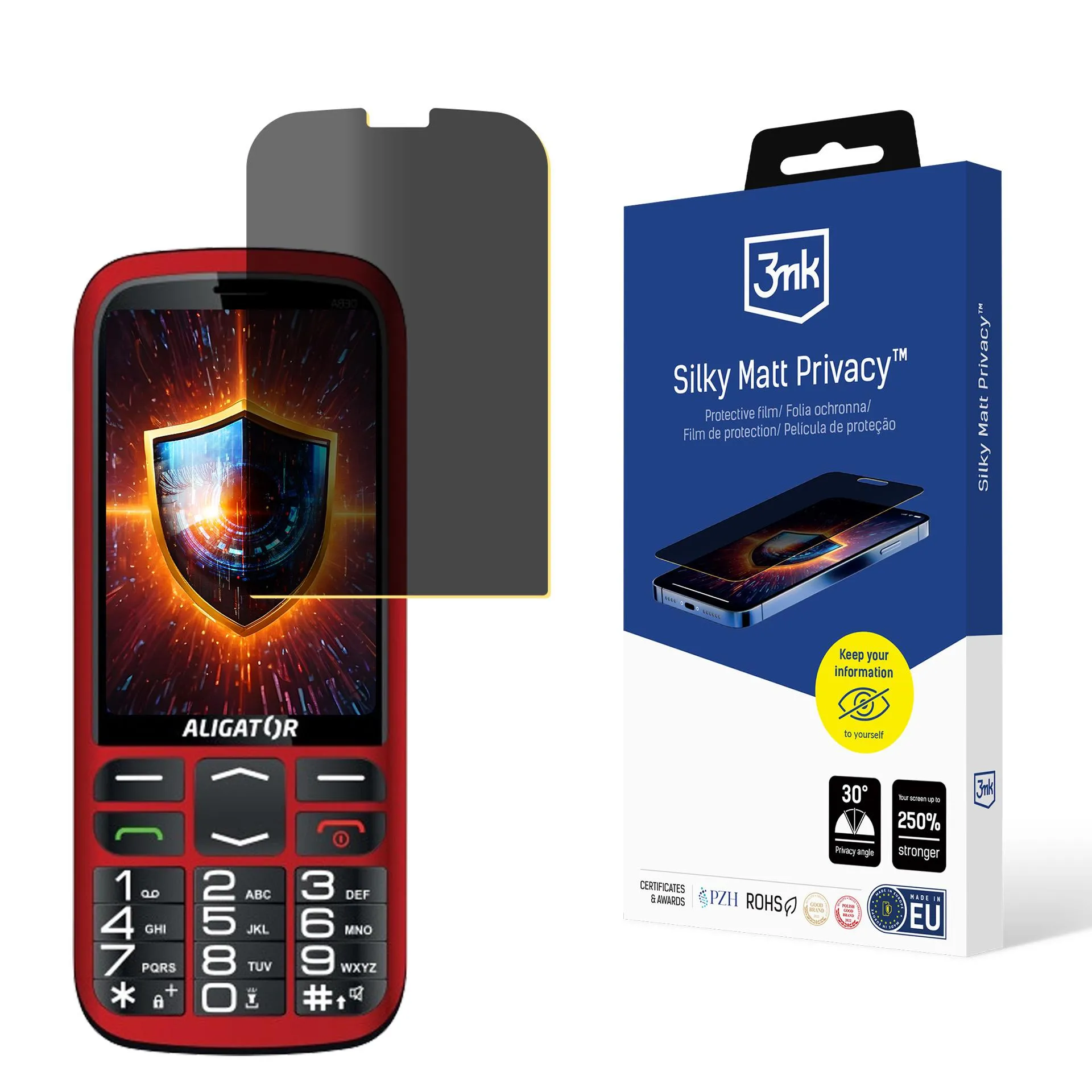 Privacy film for Aligator A830 Senior - 3mk Silky Matt Privacy