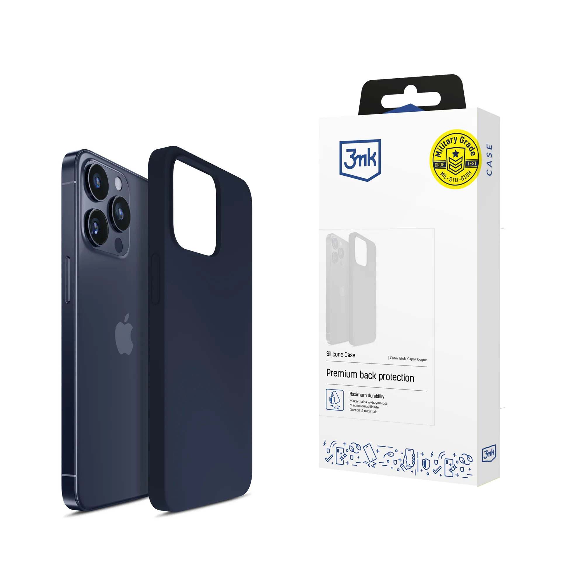 Case for Apple iPhone 15 Pro Max - 3mk Silicone Case Dark Navy