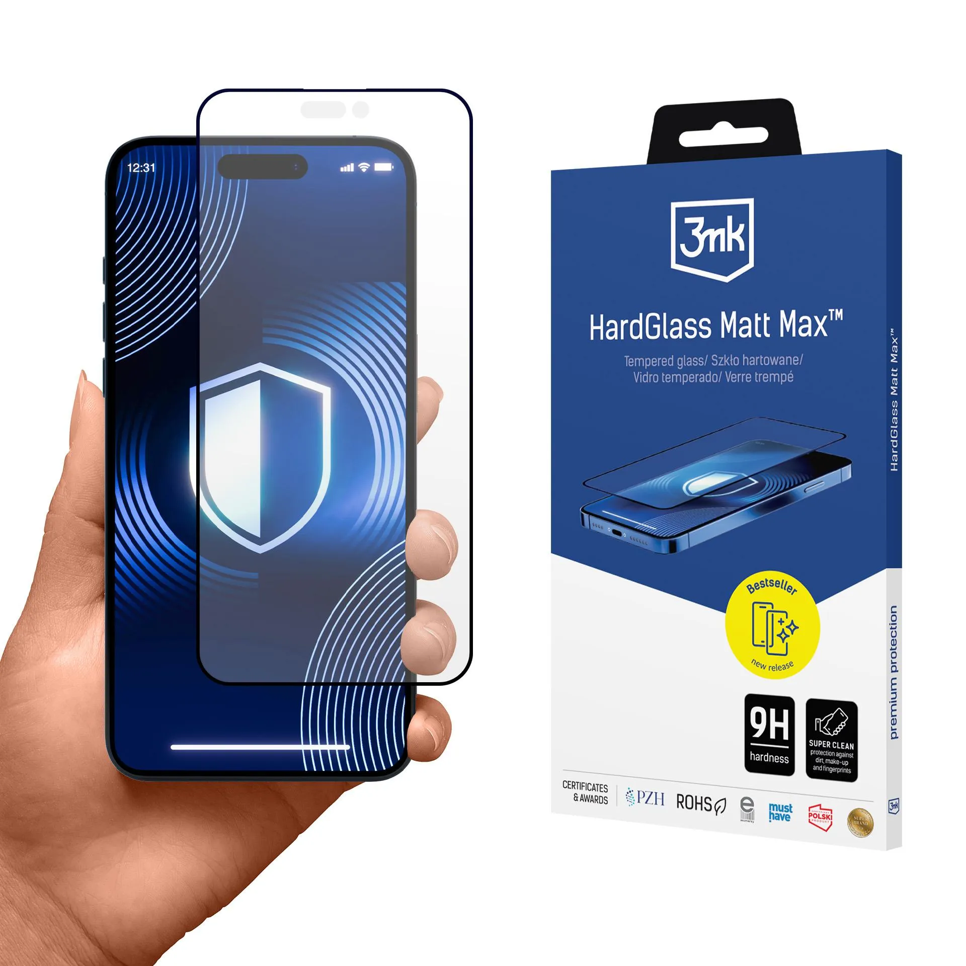 Matte tempered glass for Apple iPhone 16 Plus - 3mk HardGlass Matt Max