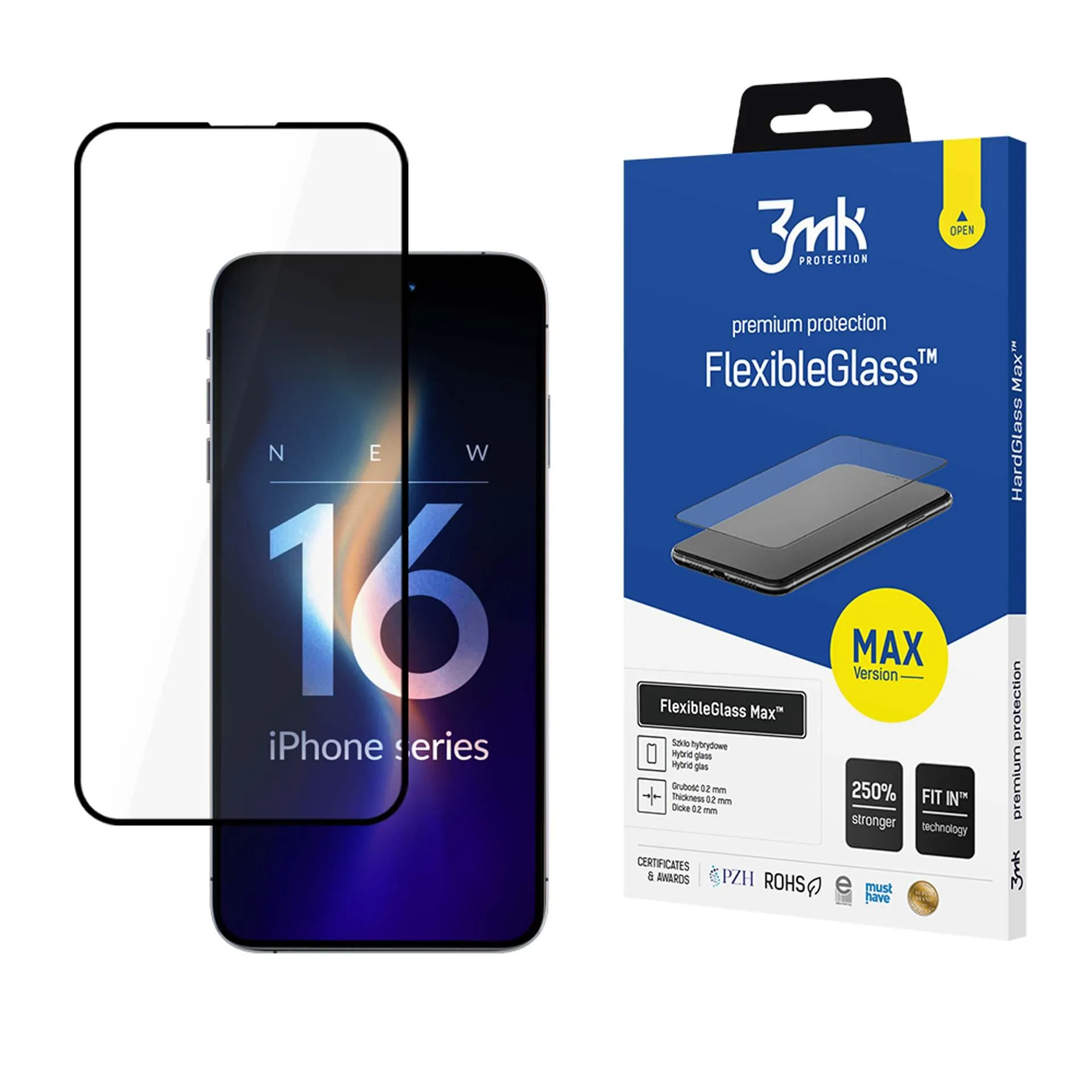 Unbreakable hybrid glass for Apple iPhone 16 Pro - 3mk FlexibleGlass Max