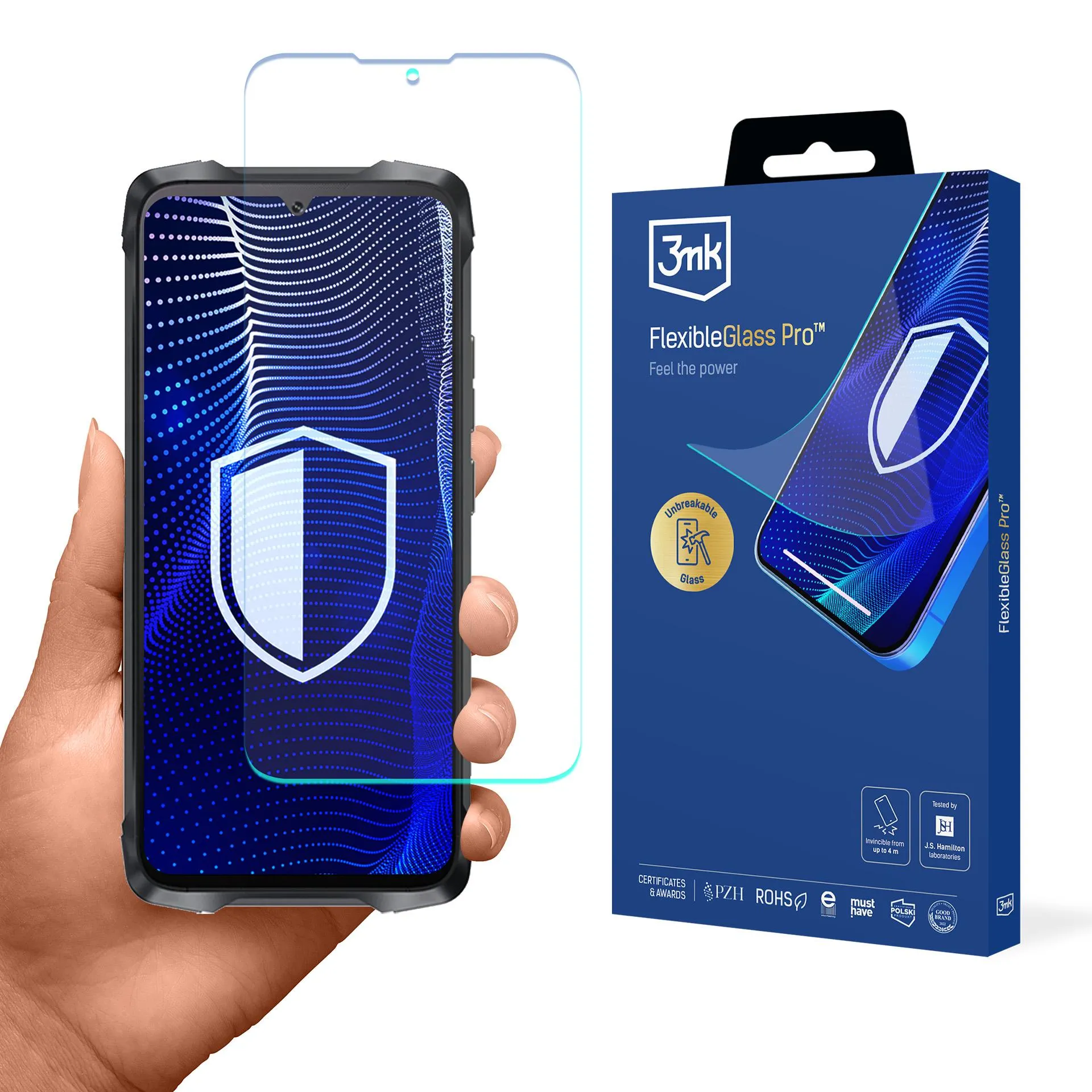 Shatterproof glass for Cubot KingKong Power 3 - 3mk FlexibleGlass Pro