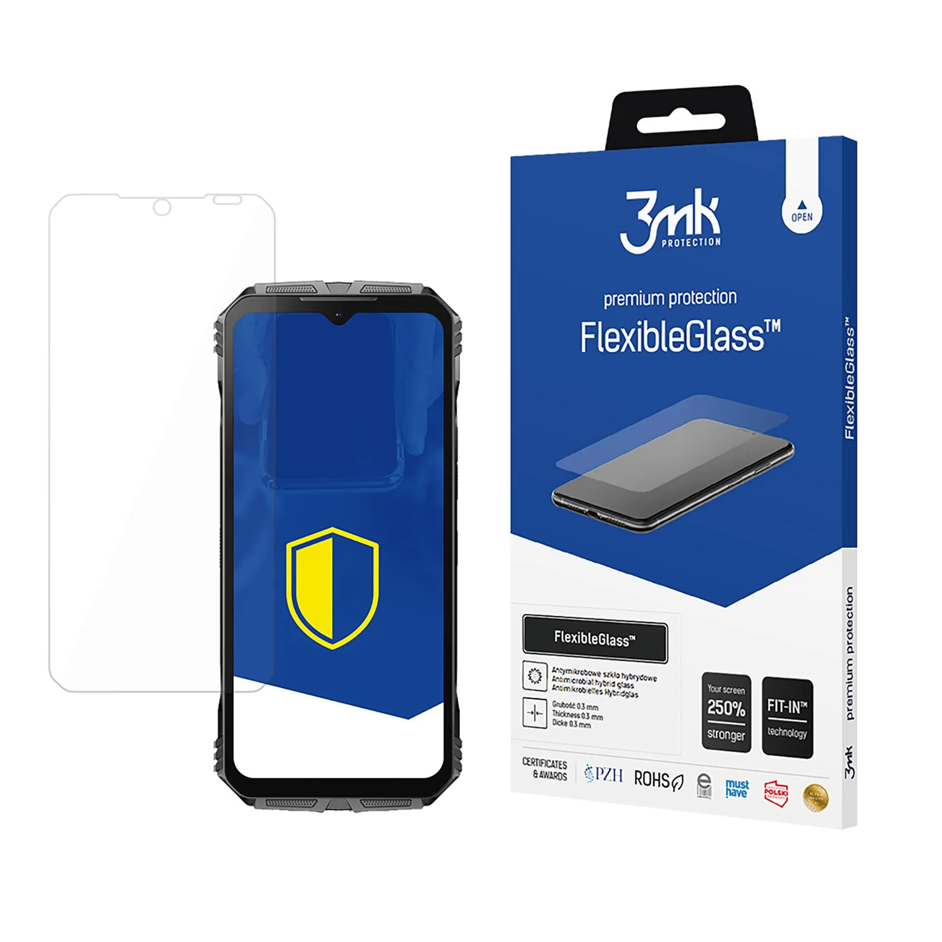 Shatterproof hybrid glass on Doogee S Cyber - 3mk FlexibleGlass™
