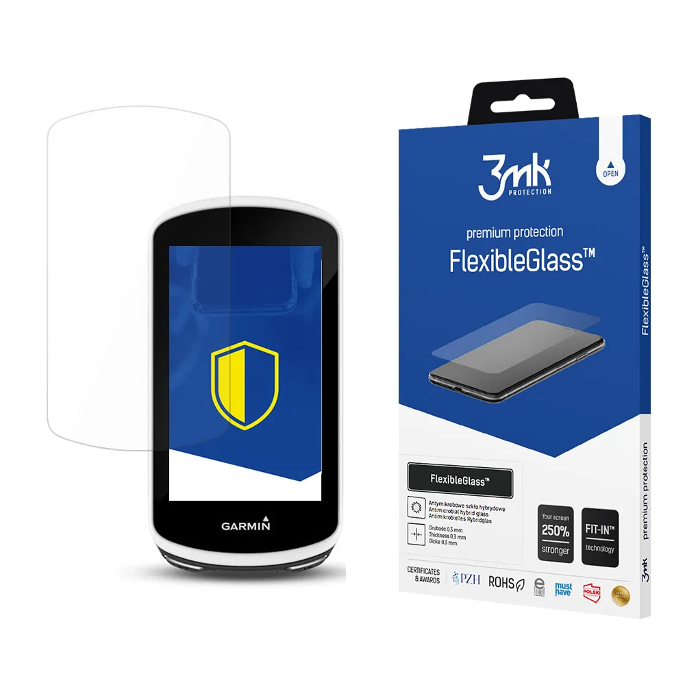 Shatterproof hybrid glass on Garmin Edge 1030 - 3mk FlexibleGlass™