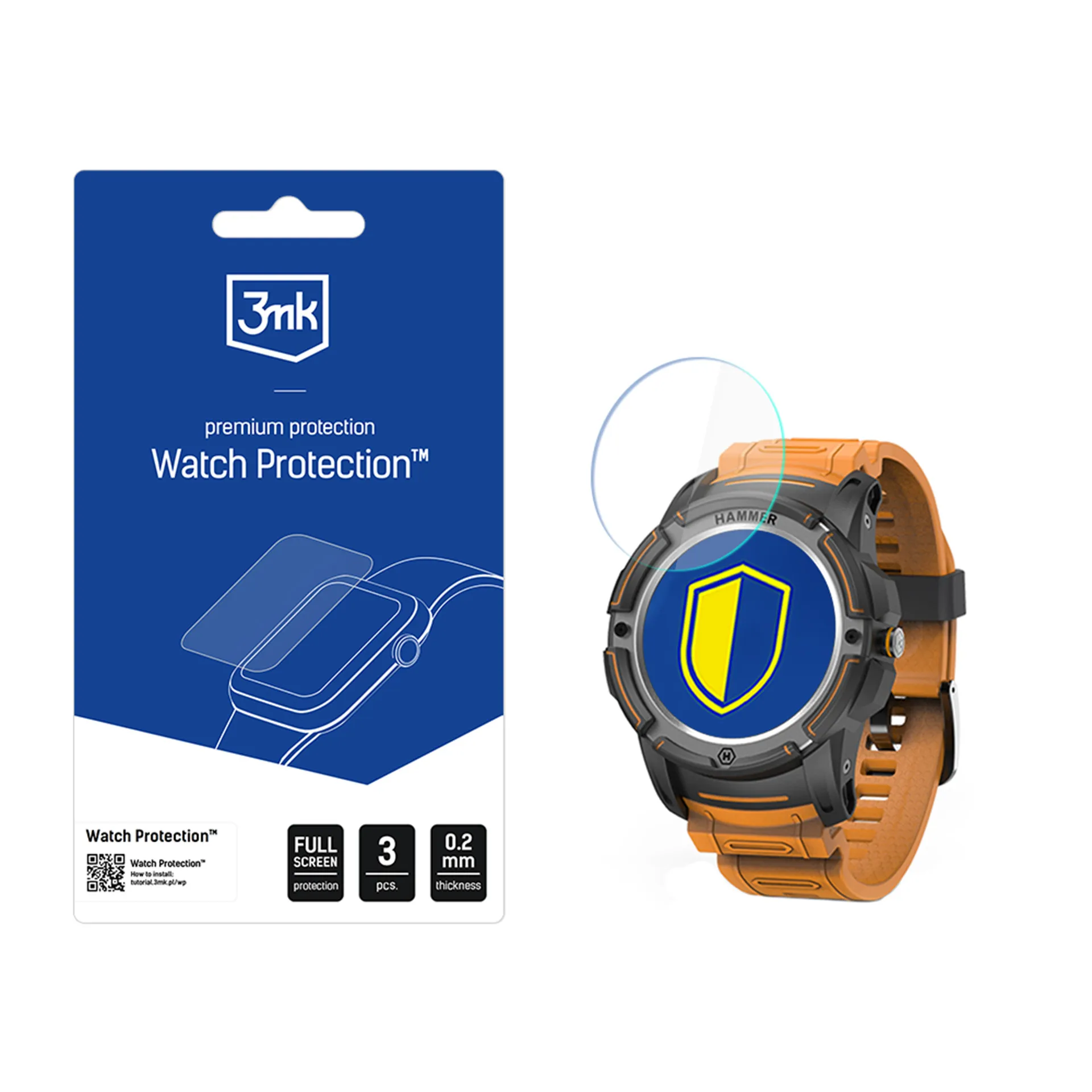 Protective glass for Hammer Watch smartwatch screen - 3mk Watch Protection