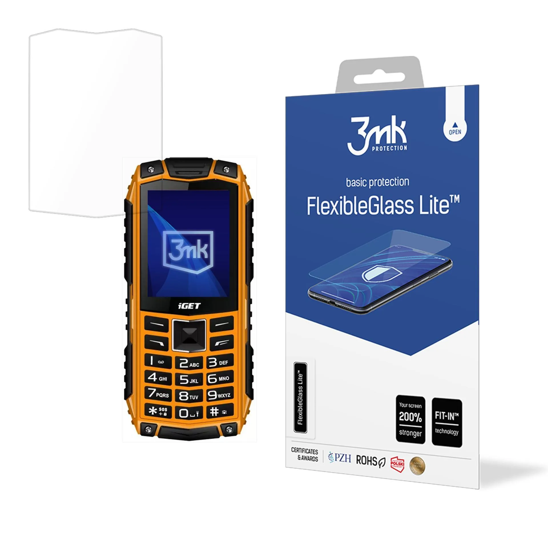 Unbreakable hybrid glass for iGET Defender D10 - 3mk FlexibleGlass Lite
