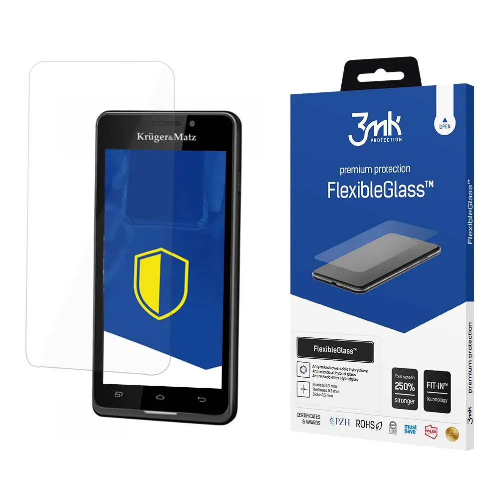Shatterproof hybrid glass on Kruger Matz Live - 3mk FlexibleGlass™