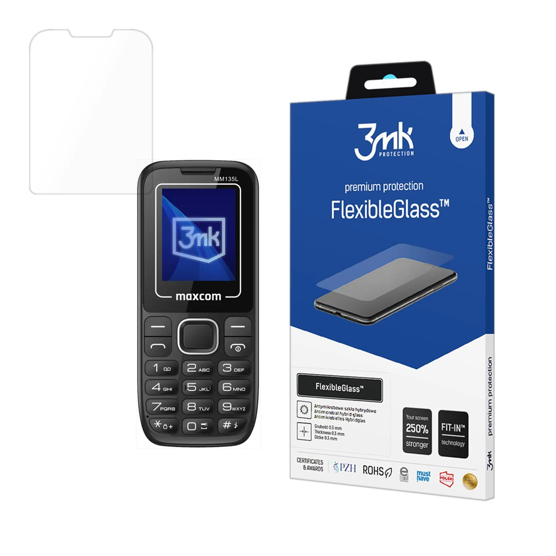 Hybrid unbreakable glass for Maxcom Classic MM135L - 3mk FlexibleGlass™
