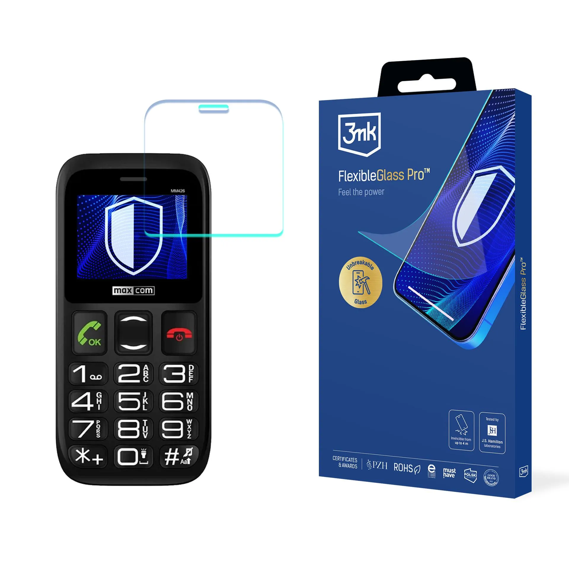 Shatterproof glass for Maxcom Comfort MM426 - 3mk FlexibleGlass Pro
