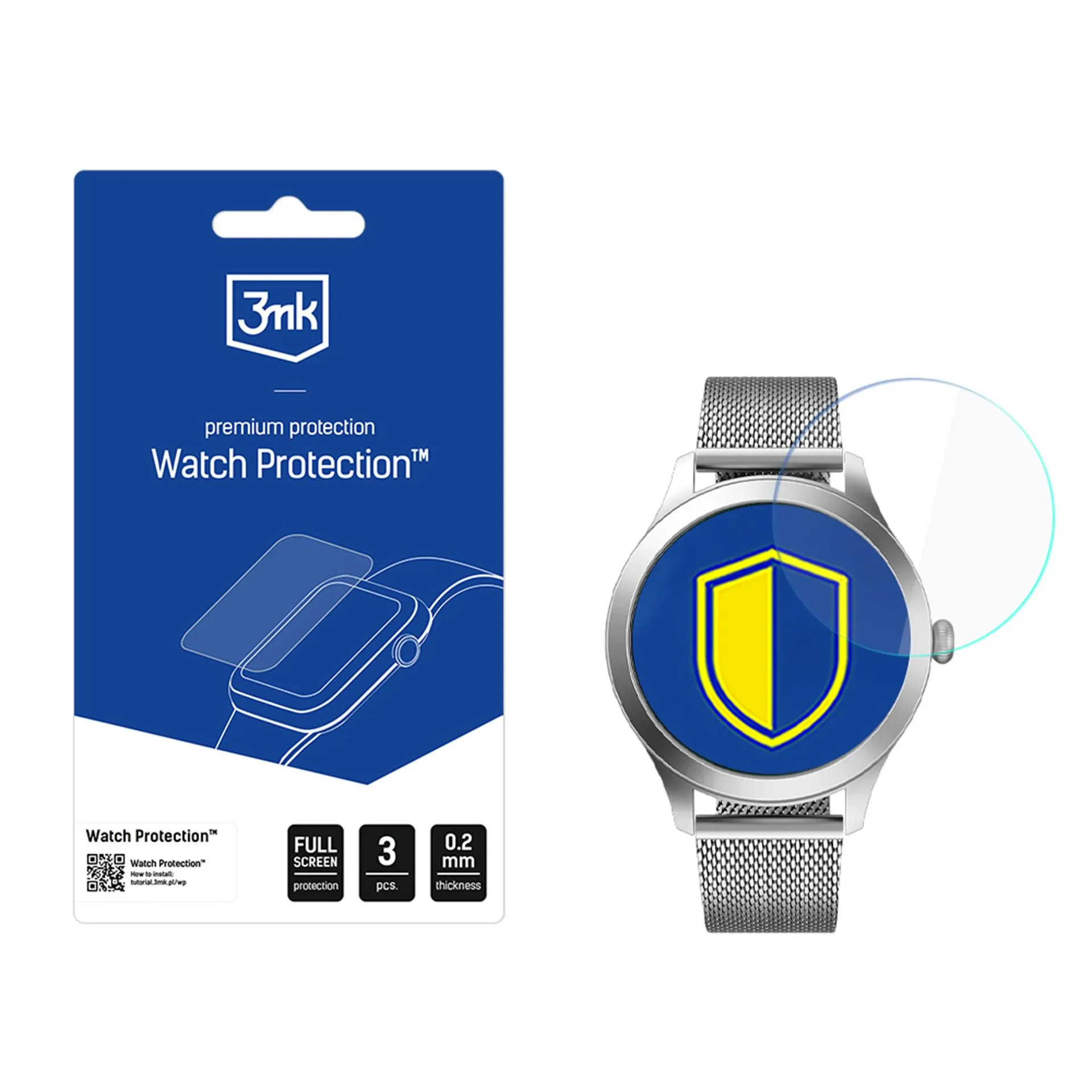 Protective glass for Maxcom FW44 smartwatch screen - 3mk Watch Protection