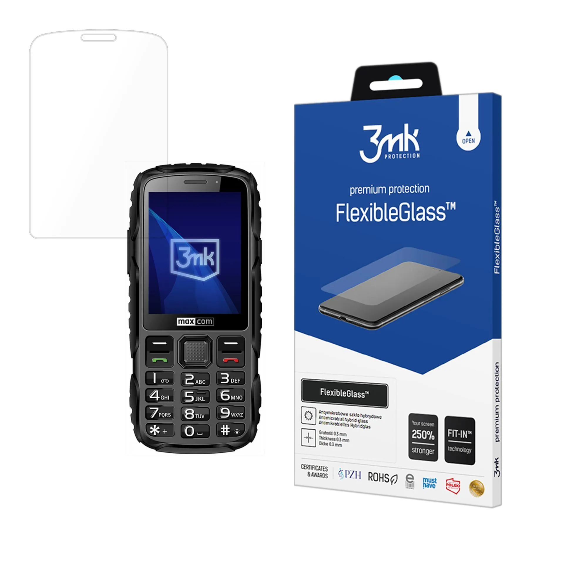 Hybrid unbreakable glass for Maxcom Strong MM920 - 3mk FlexibleGlass™