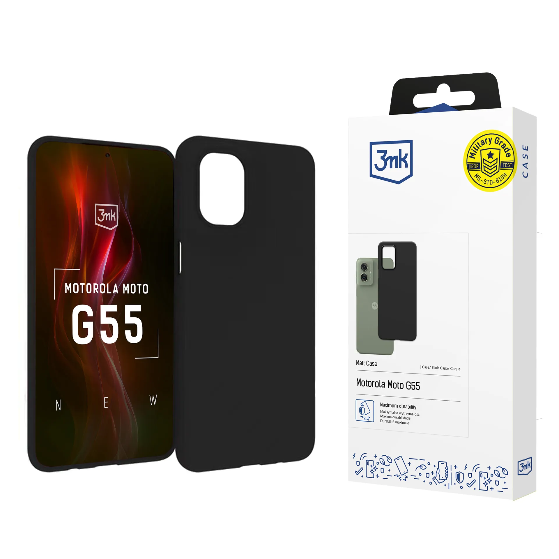 Case for Motorola Moto G55 5G - 3mk Matt Case Black