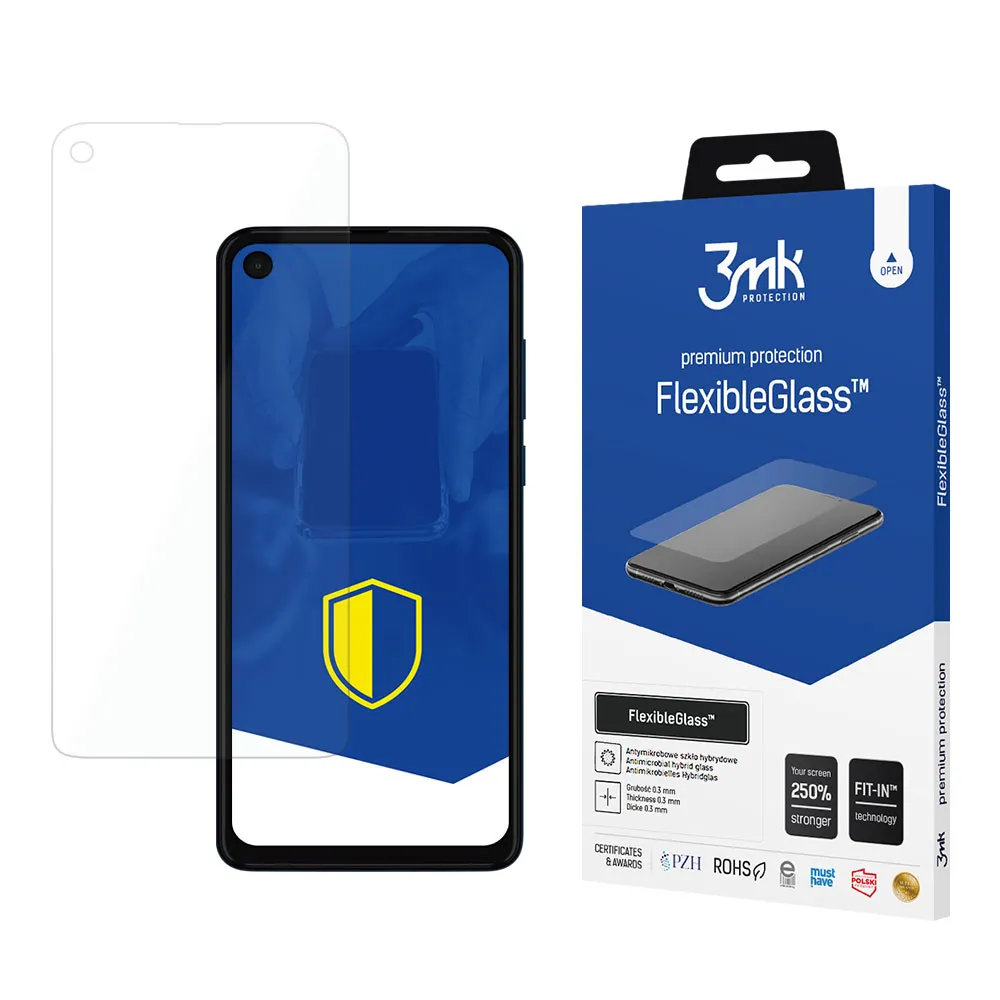 Shatterproof hybrid glass on Motorola One Vision - 3mk FlexibleGlass™