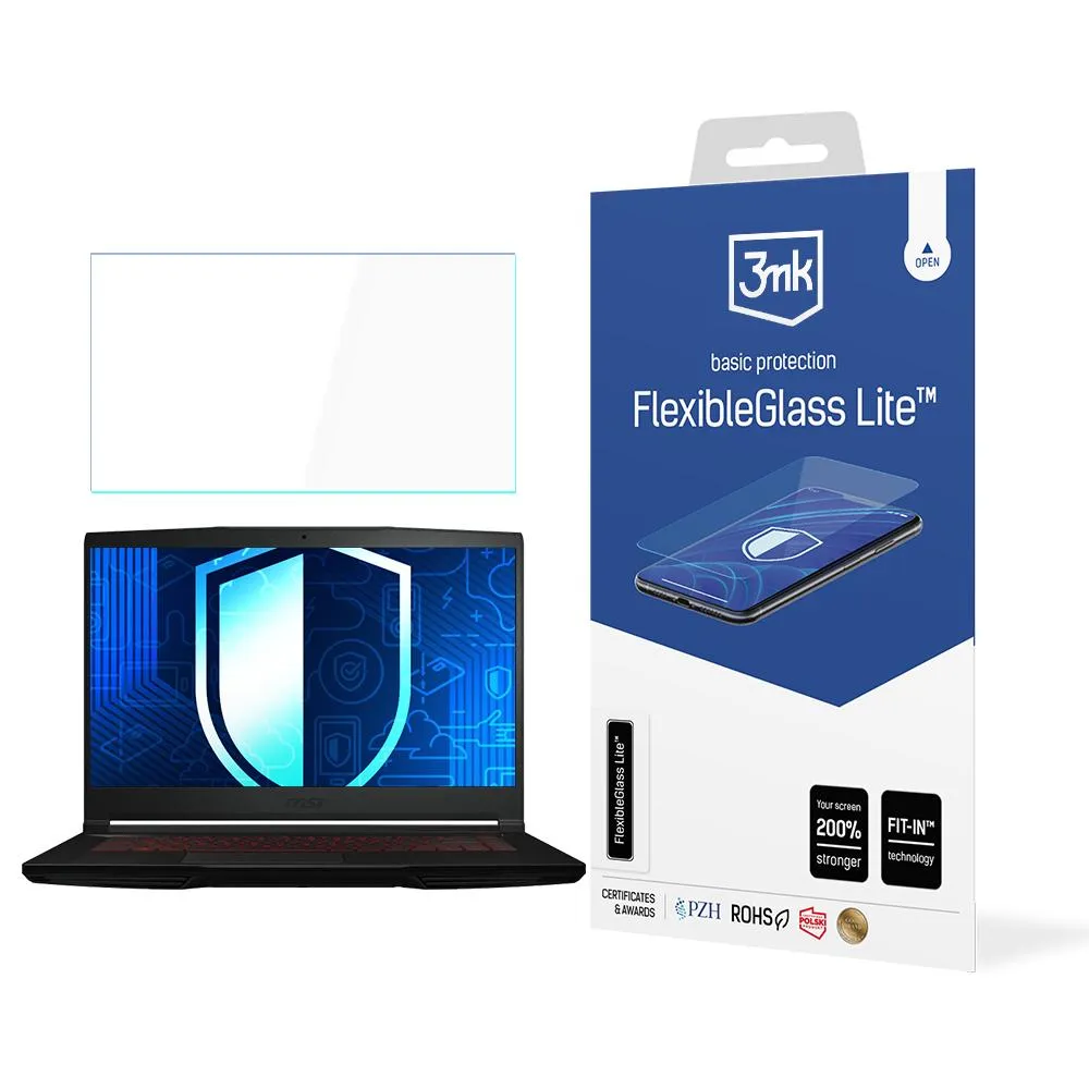 Shatterproof hybrid glass for MSI Thin GF63 - 3mk FlexibleGlass Lite