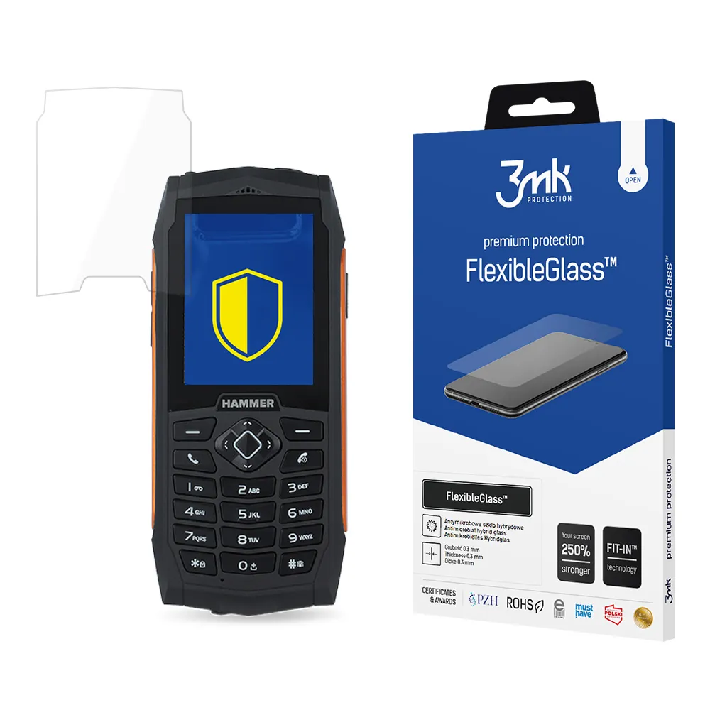 Shatterproof hybrid glass on MyPhone Hammer 3/3 Plus - 3mk FlexibleGlass™